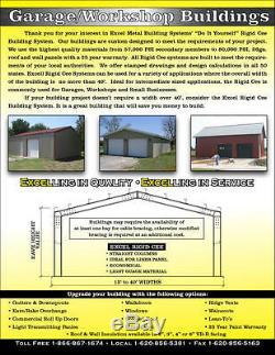 36'x45'x12' Steel Garage/Workshop Building Kit Excel Metal Building Systems Inc