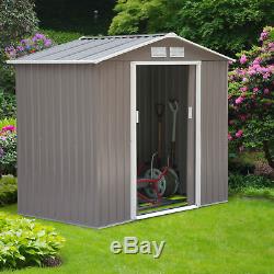7'x4' Steel Outdoor Garden Storage Shed All Weather Tool Utility Backyard Lawn