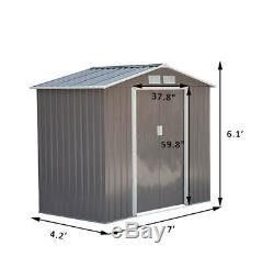 7'x4' Steel Outdoor Garden Storage Shed All Weather Tool Utility Backyard Lawn