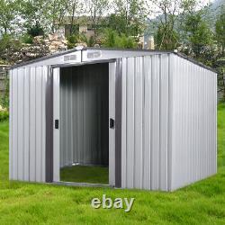 8' x 8' Backyard Shed Storage Kit Metal Garden Building Doors Steel Outdoor DIY