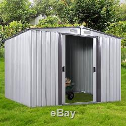 8' x 8' DIY Backyard Metal Garden Shed Storage Kit Building Doors Steel Outdoor