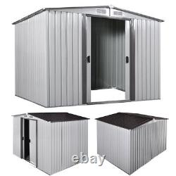 8' x 8' Shed Storage Kit Metal Garden Building Doors Steel Outdoor DIY Backyard
