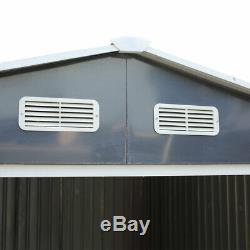 9'x10' Outdoor Garden Backyard Steel Tool Storage Shed Building Gable Roof Gray
