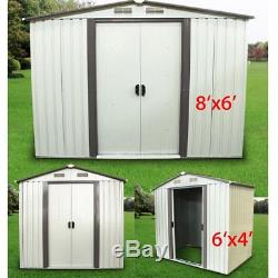 Backyard Garden Shed Storage Kit Building Doors Metal Steel Outdoor 2 Size E21