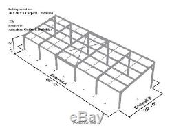 GALVANIZED STEEL Carport or Pavillion-20 x 60 x 8 METAL BUILDING KIT-Delivered