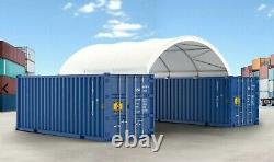 GM (10 oz PE) 20'x20' Shipping Container Conex Mounted Fabric Canvas Shelter