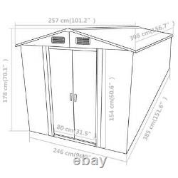 Garden Shed 156.7 Metal Gray Garage Building Tool Storage House Lawn Furniture