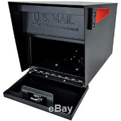 Mail Boss Black Mailbox Parcel Manager Locking Post-Mount High Security Lock