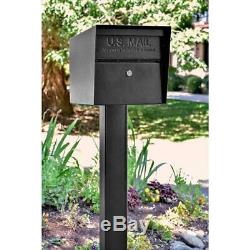 Mail Boss Black Mailbox Parcel Manager Locking Post-Mount High Security Lock