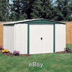 OUTDOOR STORAGE SHED Steel Utility Tool Backyard Garden White Building Lawn 8x6