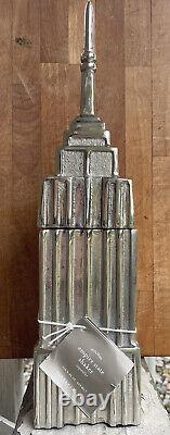 Pottery Barn Empire State Building Metal Steel Cocktail Shaker Sculpture Art NYC