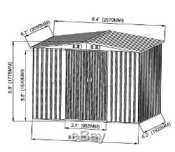 8 'x 6' Kit De Stockage De Jardin De Jardin En Métal D'arrière-plan De Bricolage Portes De Construction En Acier En Plein Air