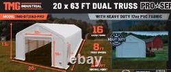 Tmg Pro Série 20' X 63' Dual Truss Storage Shelter 17oz Pvc Retail 14 750 $